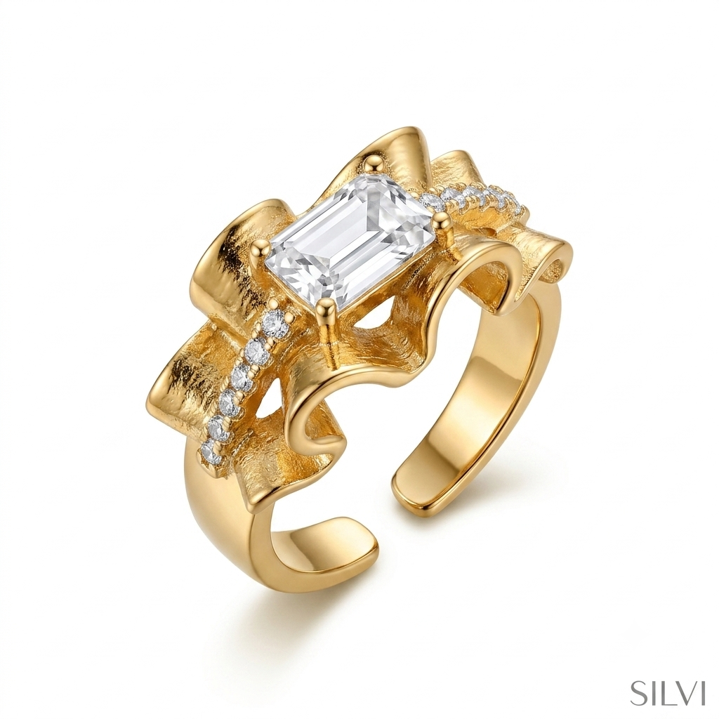Gold plated ribbon ring