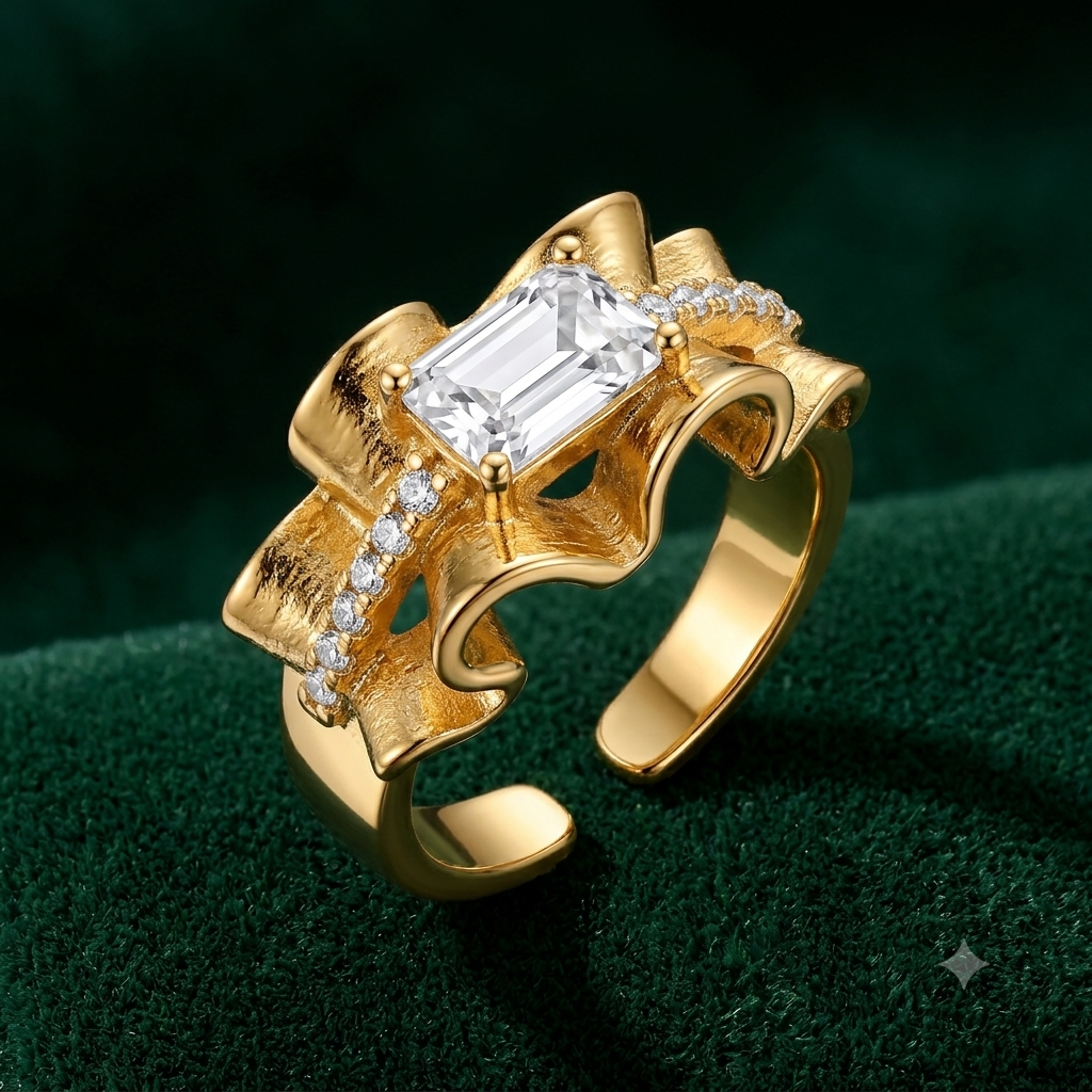 Gold plated ribbon ring