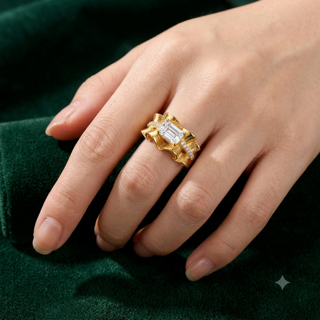 Gold plated ribbon ring