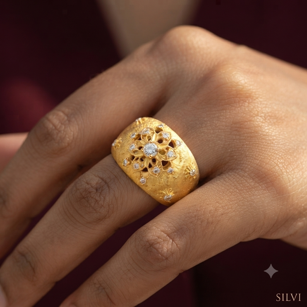 Gold plated flower imitation ring