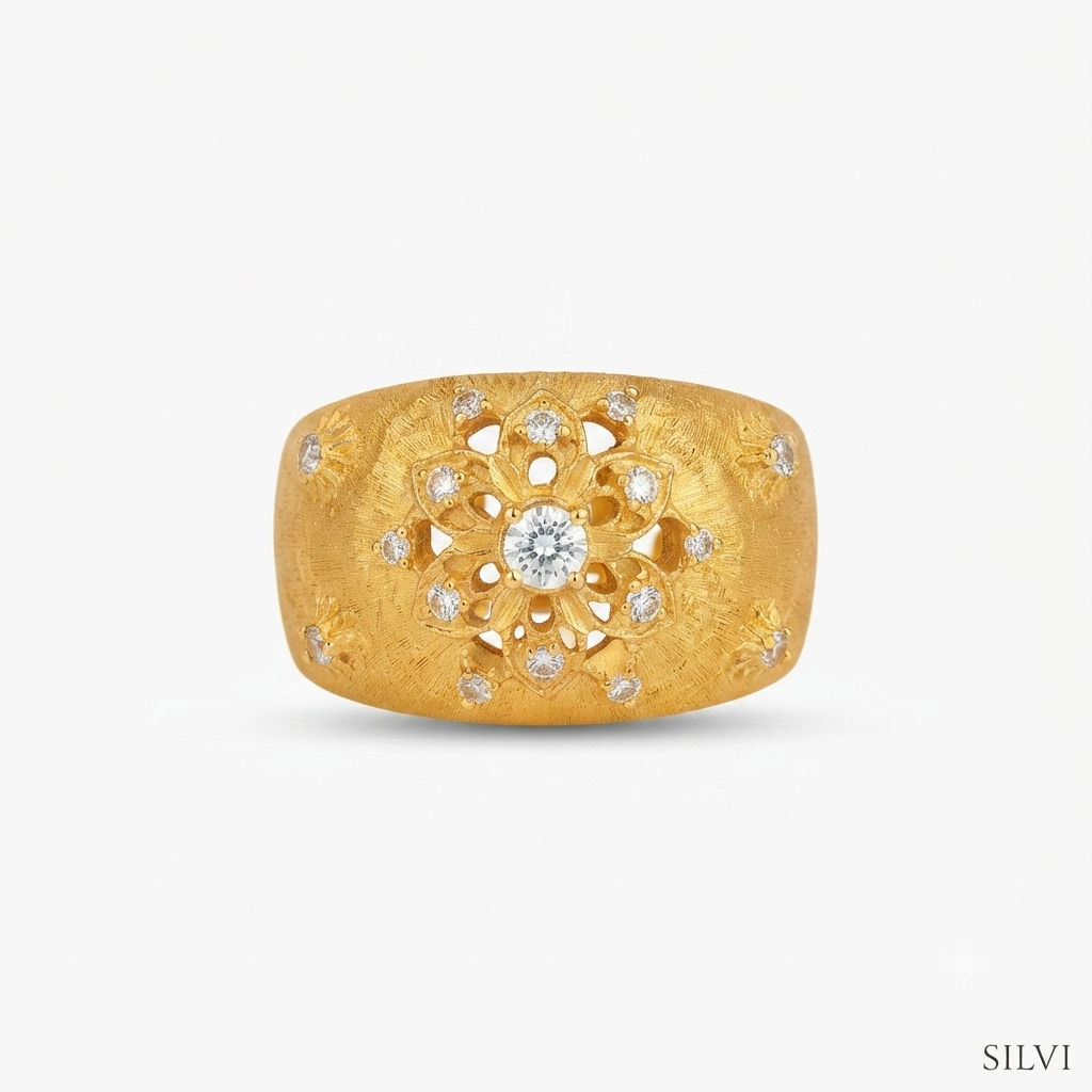Gold plated flower imitation ring