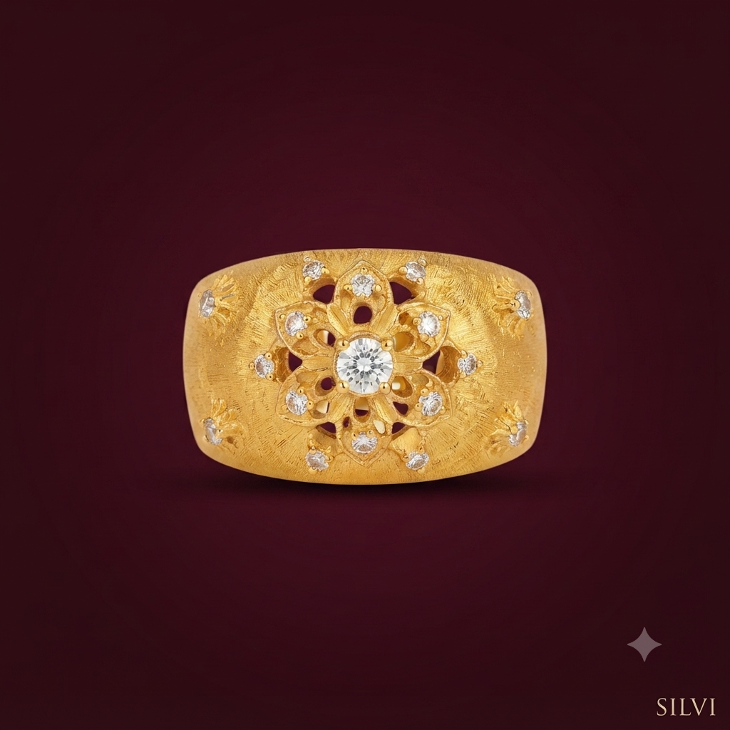Gold plated flower imitation ring