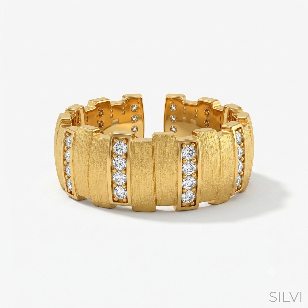 Gold plated moissanite lined ring