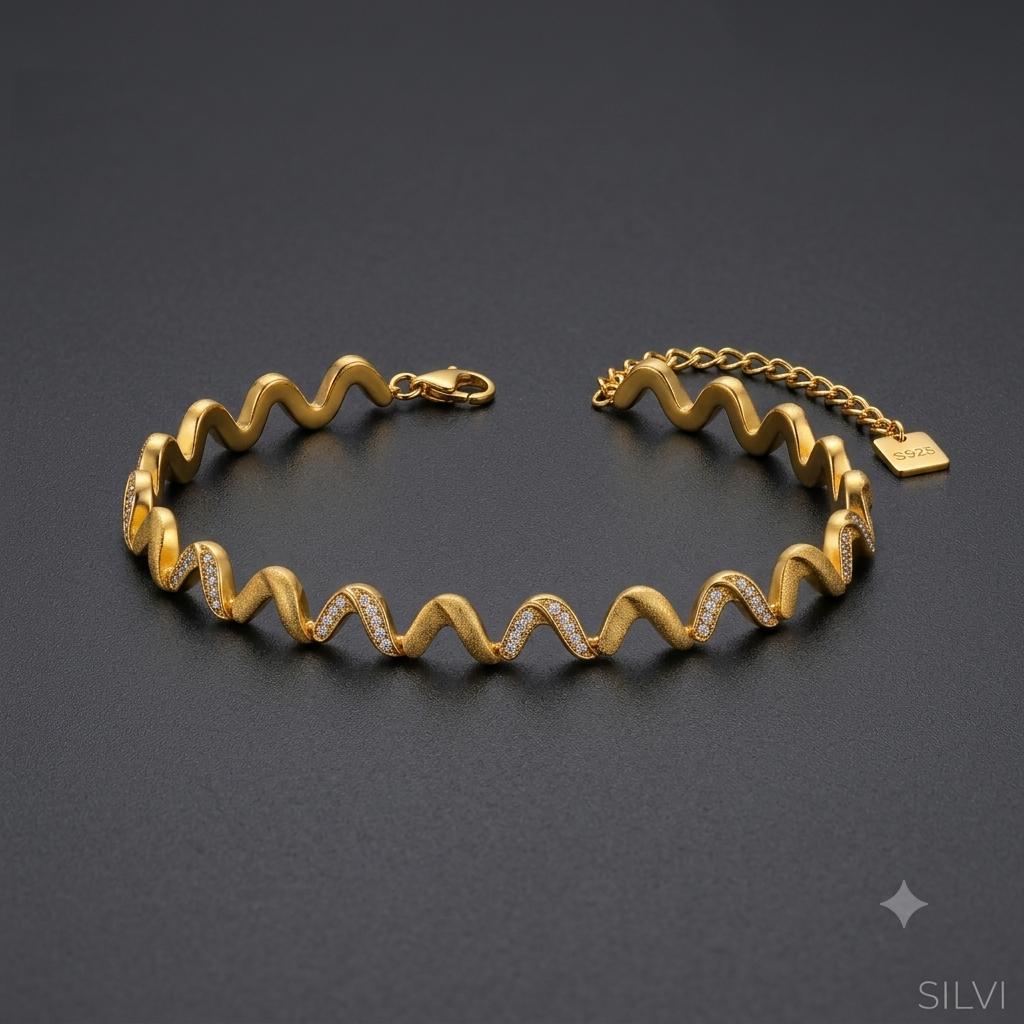 Gold plated zig zag bracelet
