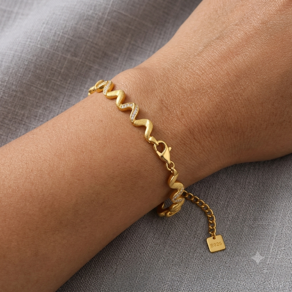 Gold plated zig zag bracelet