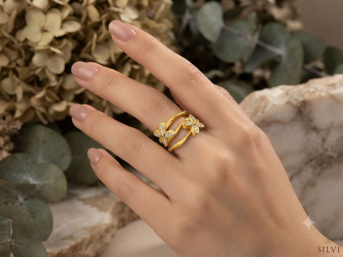 Gold plated butterfly ring