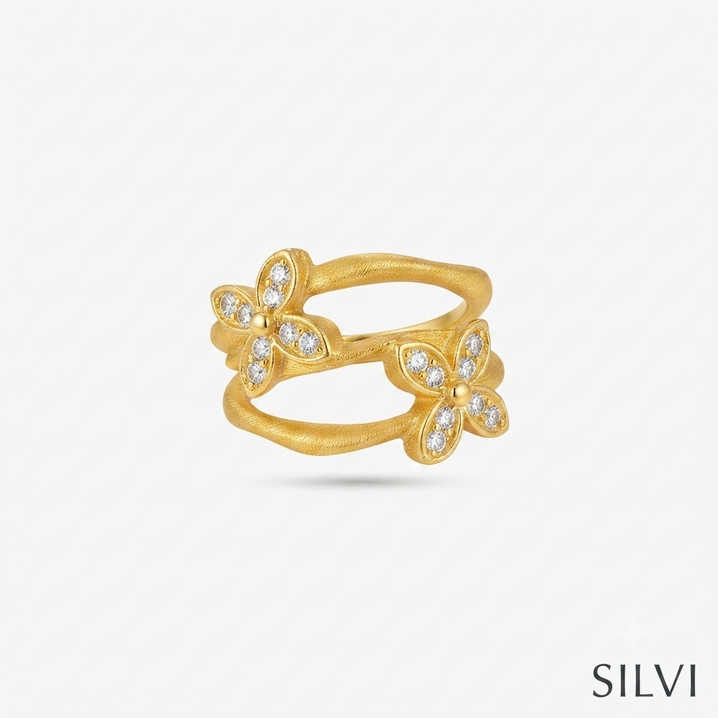 Gold plated butterfly ring