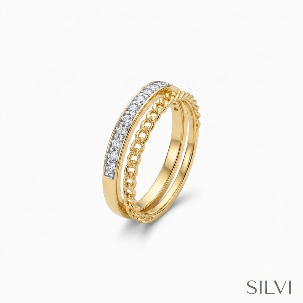 Gold plated double ring