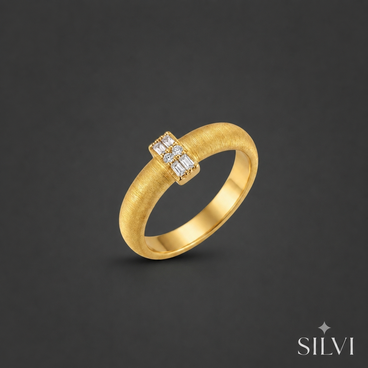 Gold plated baguette ring