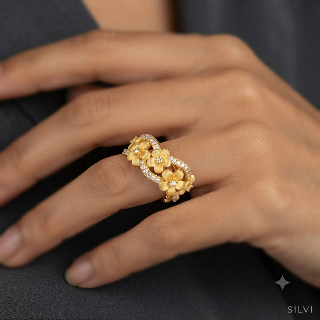 Gold plated floral ring