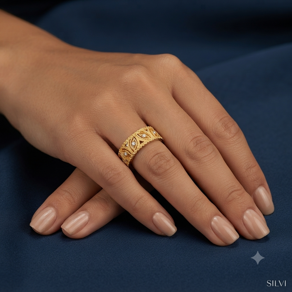 Gold plated leaf design band