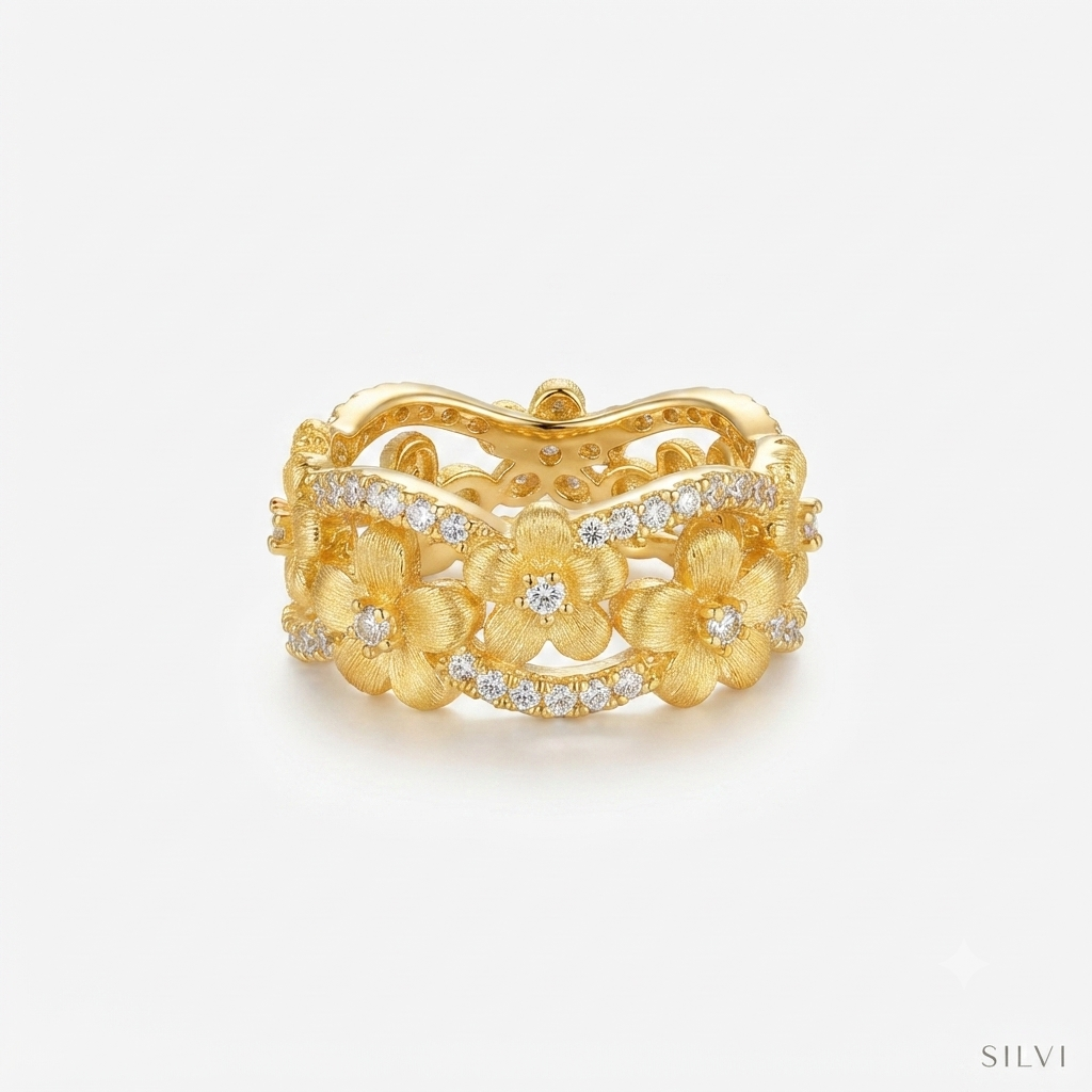 Gold plated floral ring