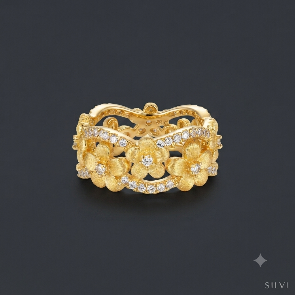 Gold plated floral ring