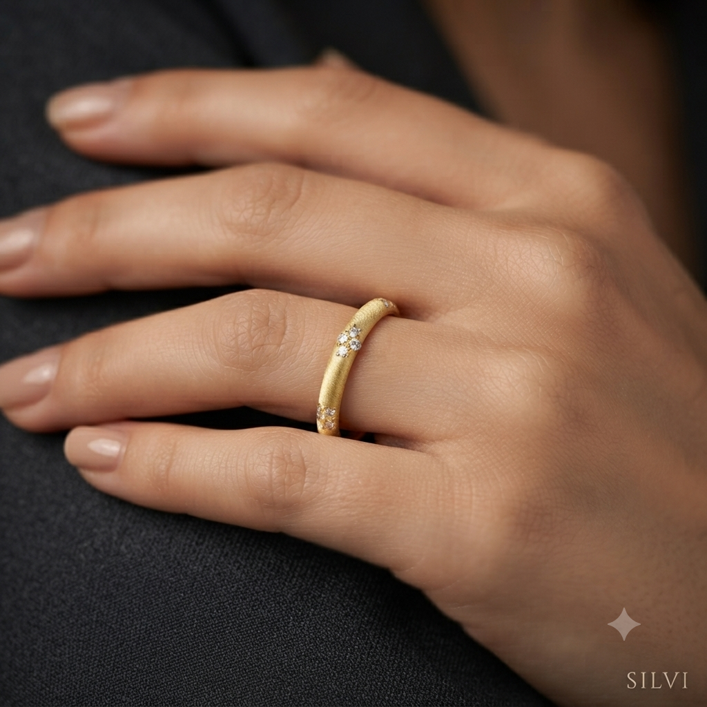 Gold plated slique ring