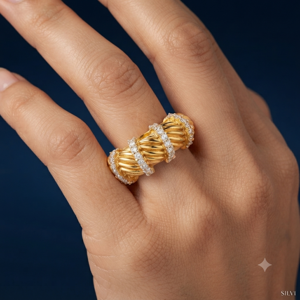 Gold plated croissant ring