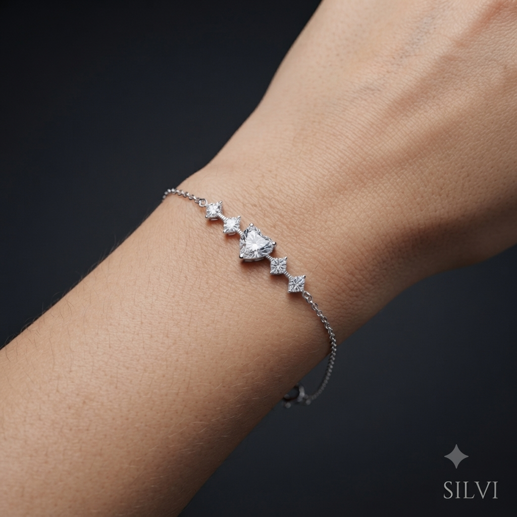 Silver heart bracelet