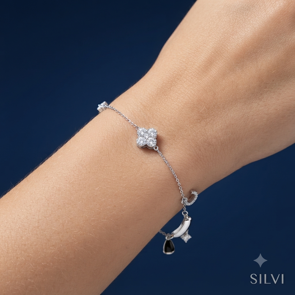 Silver charm bracelet