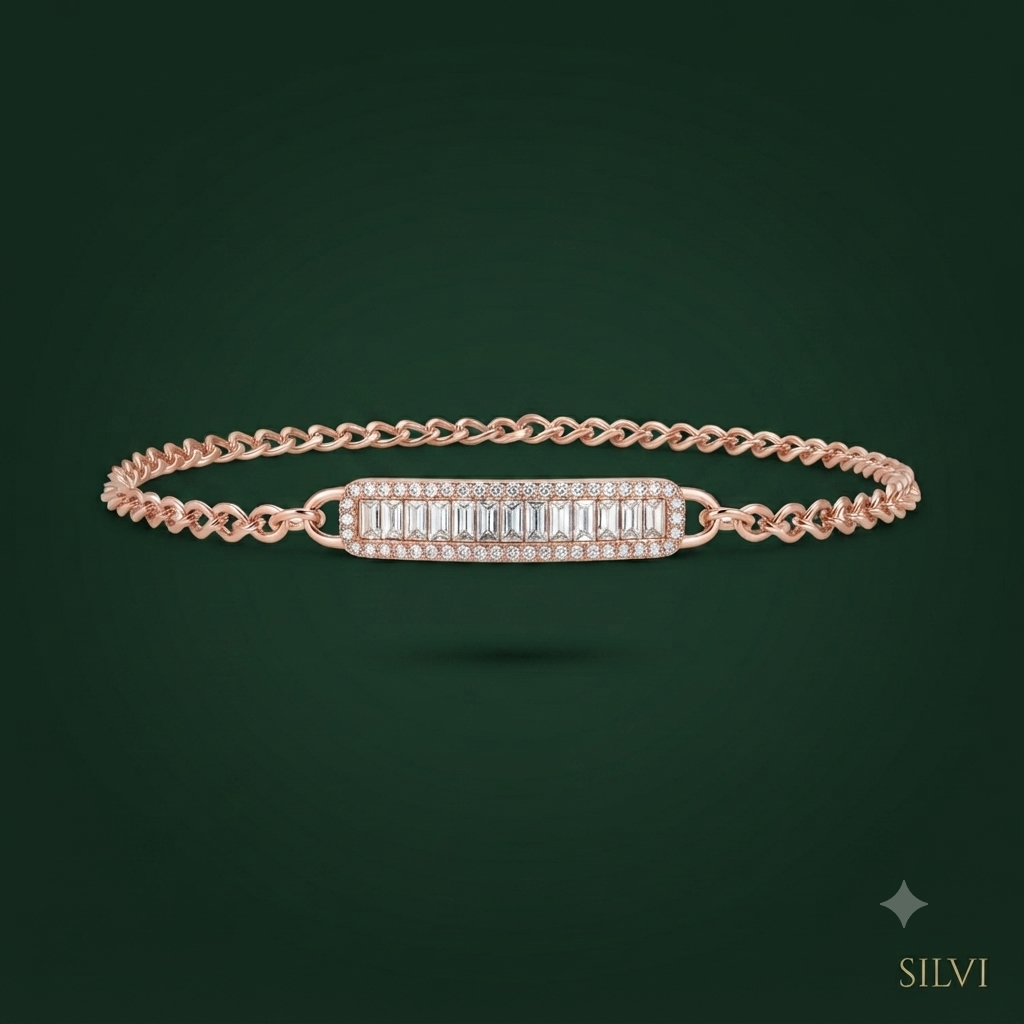 Rose gold plated moissanite bracelet