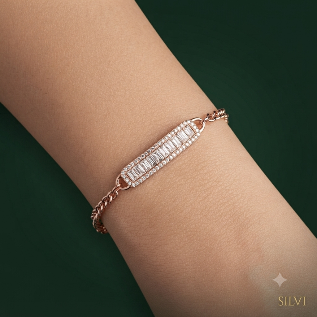 Rose gold plated moissanite bracelet