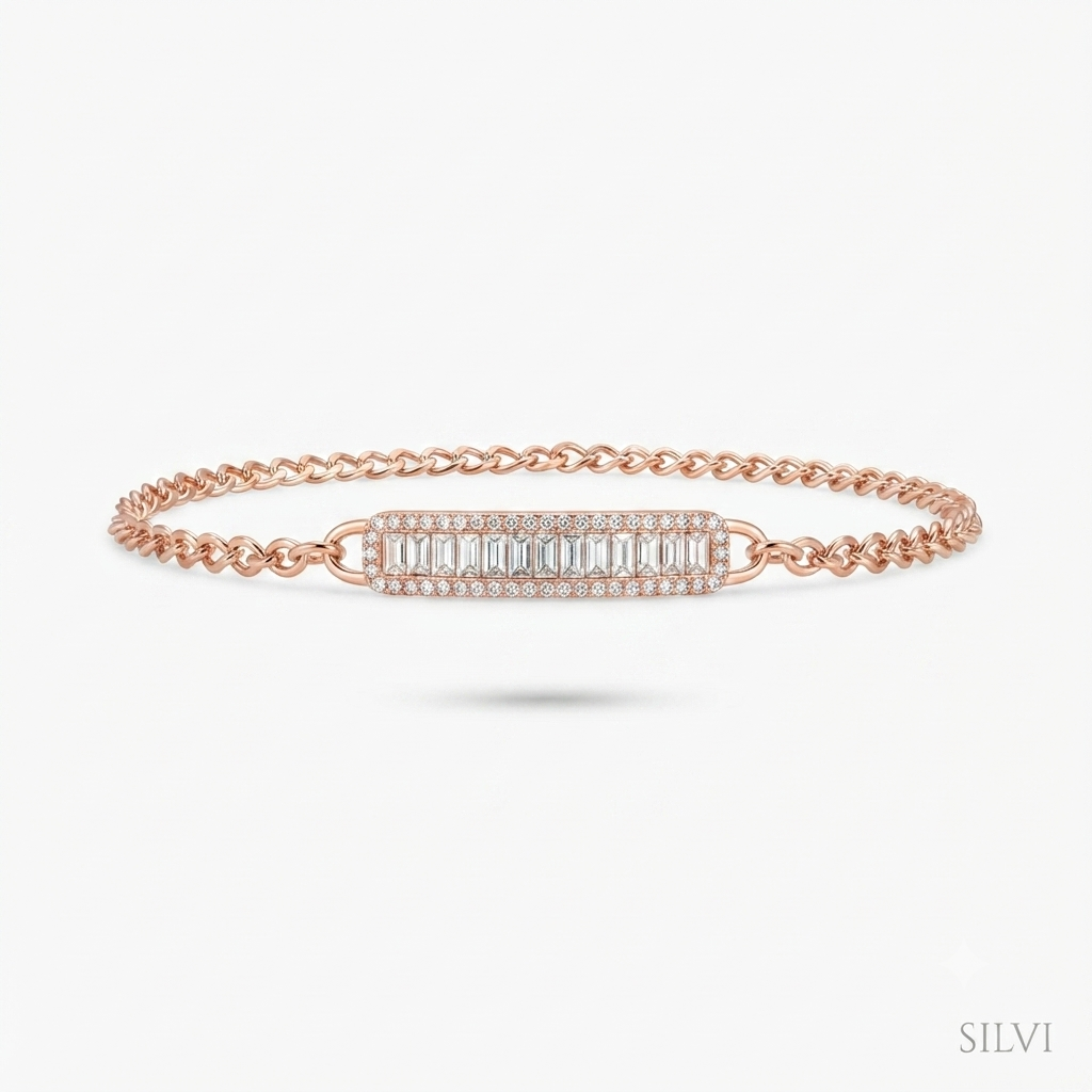 Rose gold plated moissanite bracelet