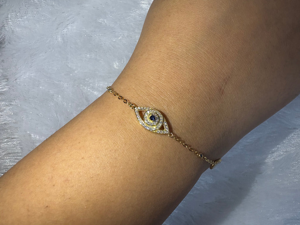 Gold plated evil eye bracelet