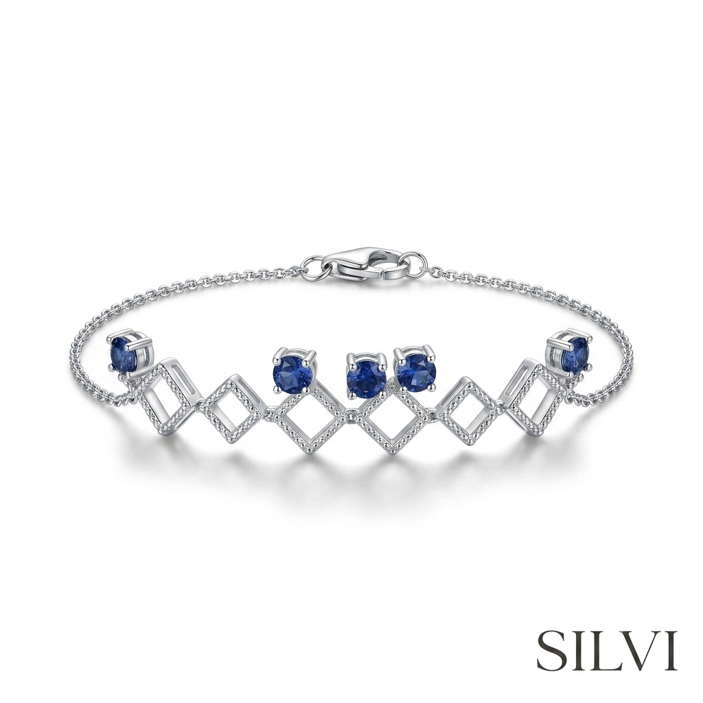 Silver blue drops bracelet