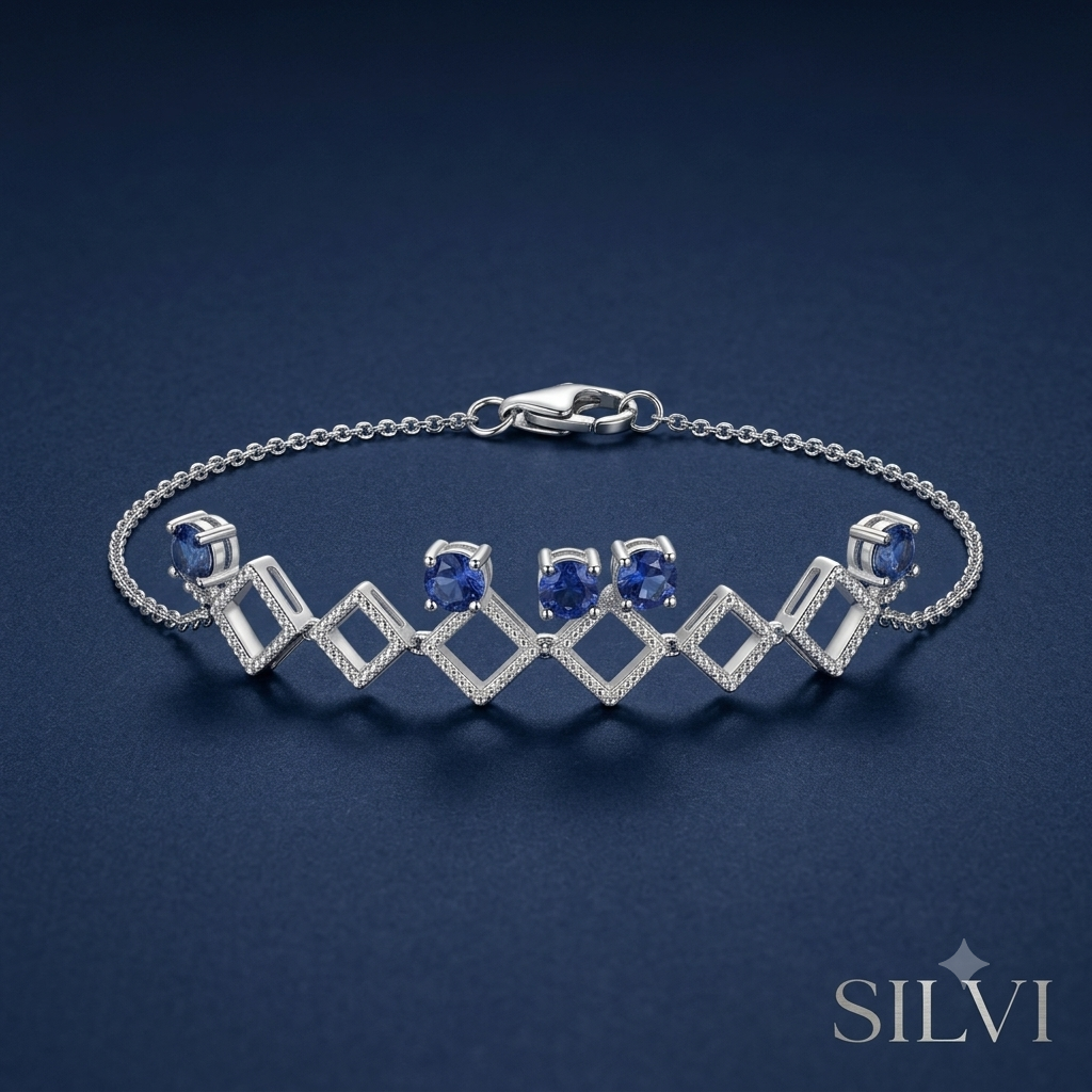 Silver blue drops bracelet
