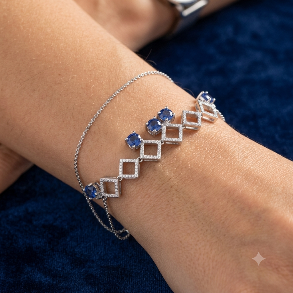 Silver blue drops bracelet