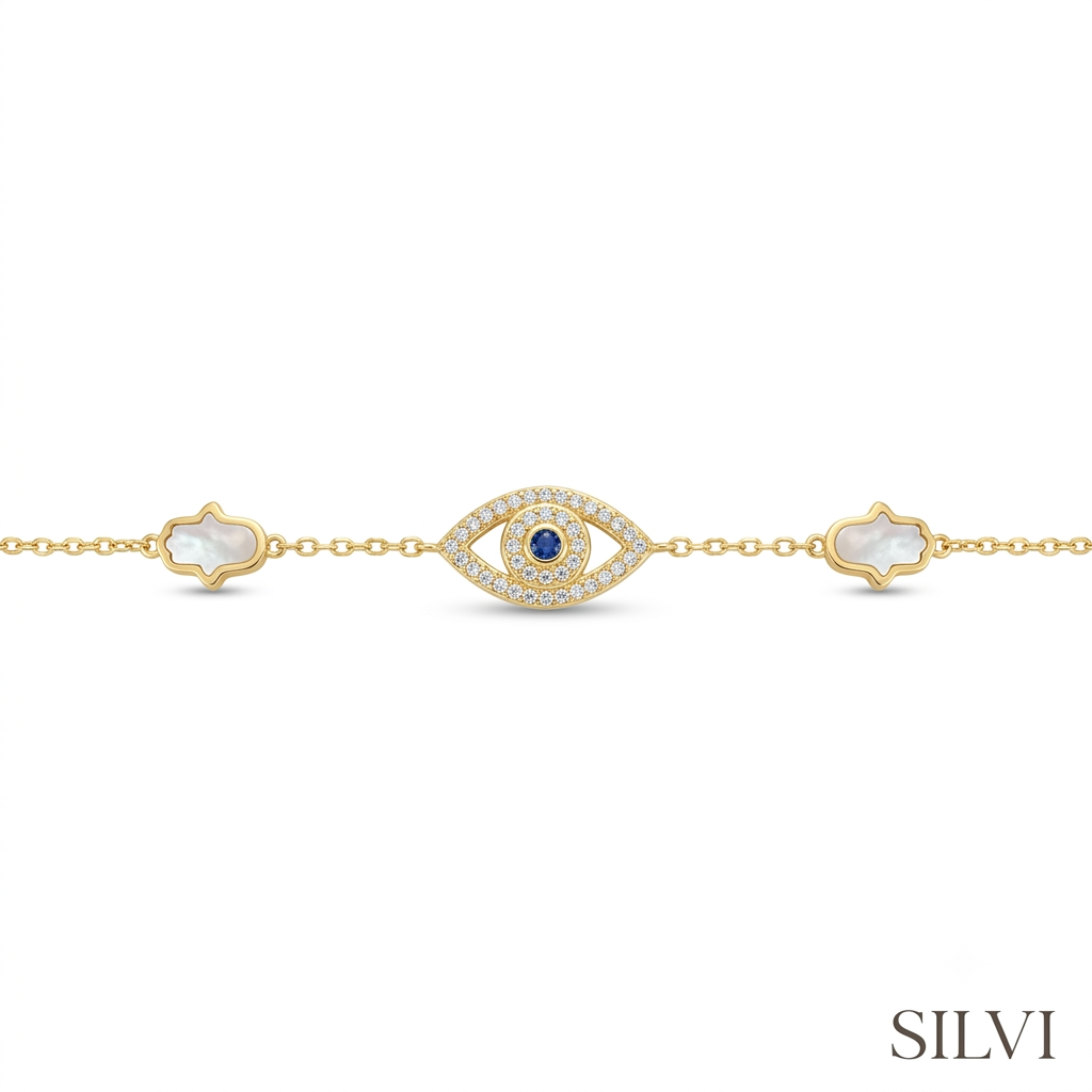 Gold plated evil eye bracelet