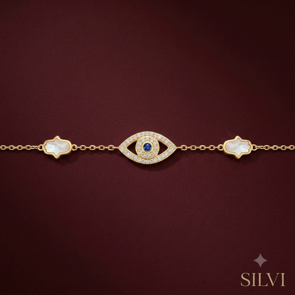 Gold plated evil eye bracelet