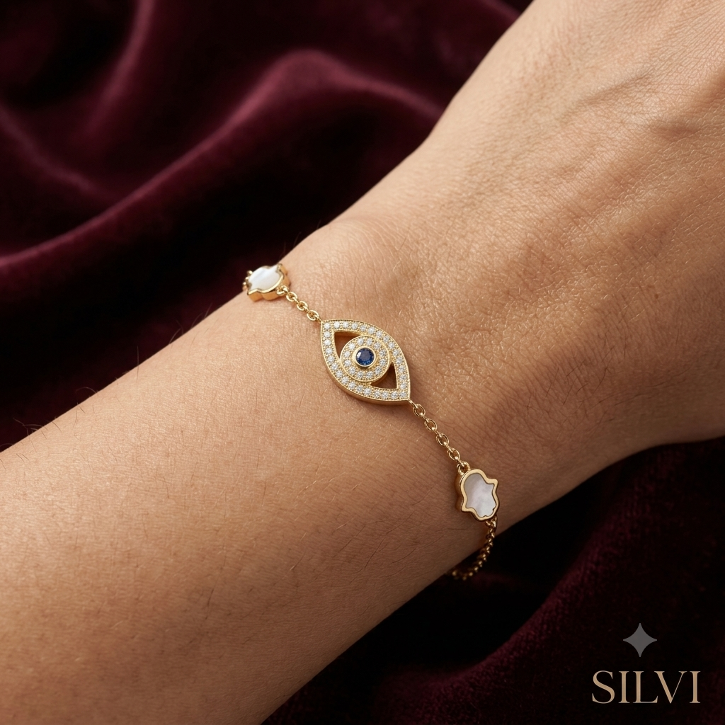 Gold plated evil eye bracelet