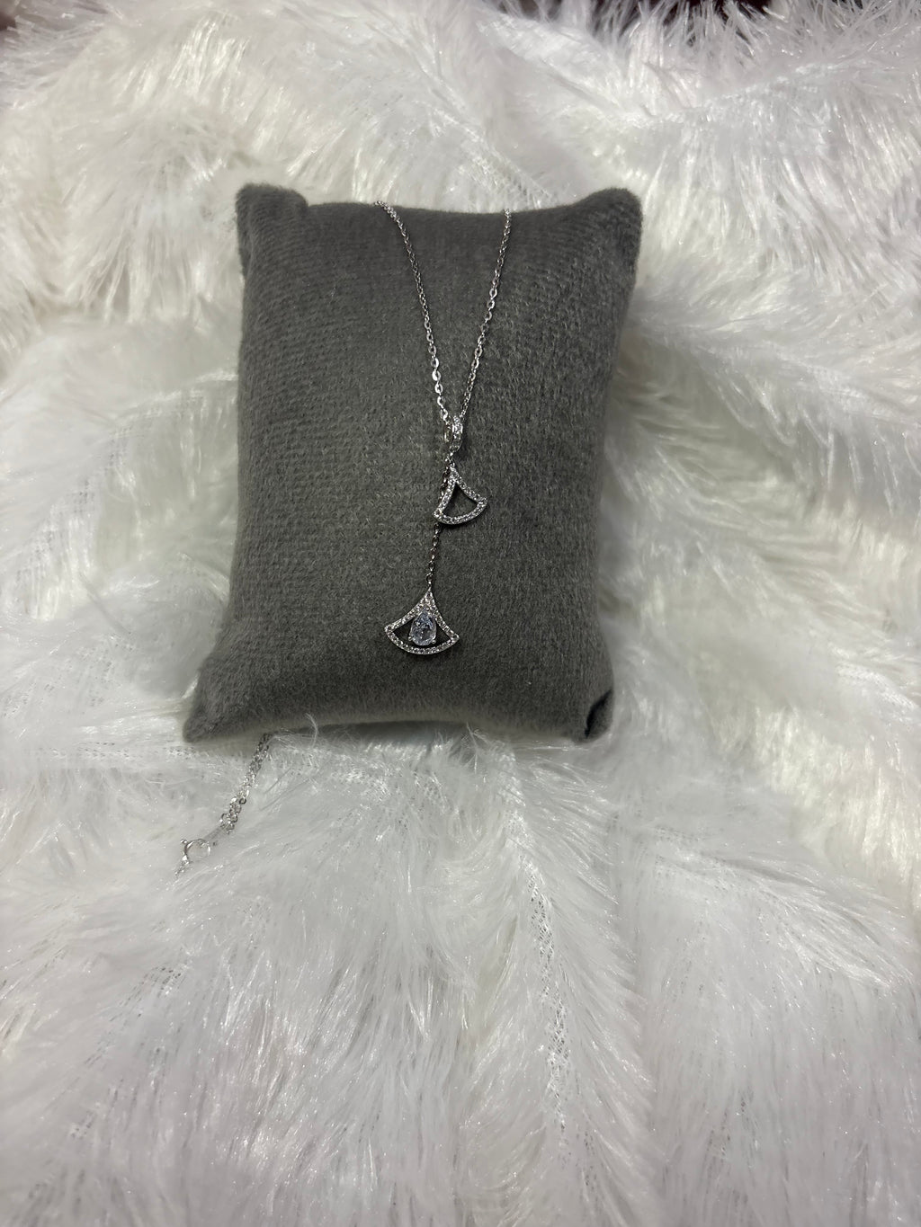 Silver double chain necklace