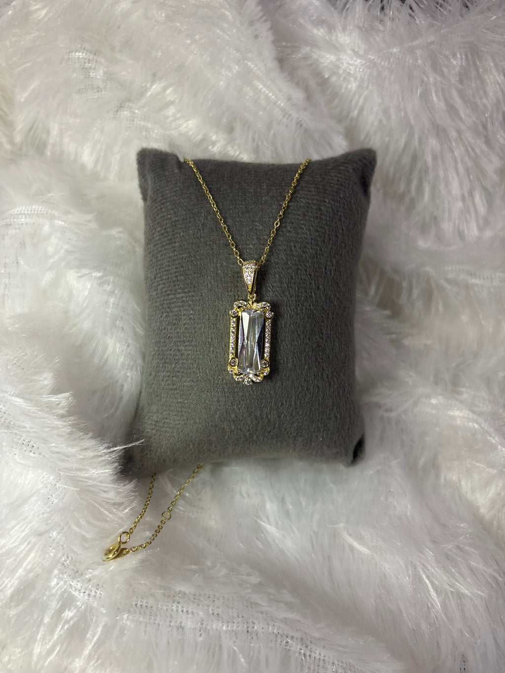 Gold plated long moissanite necklace