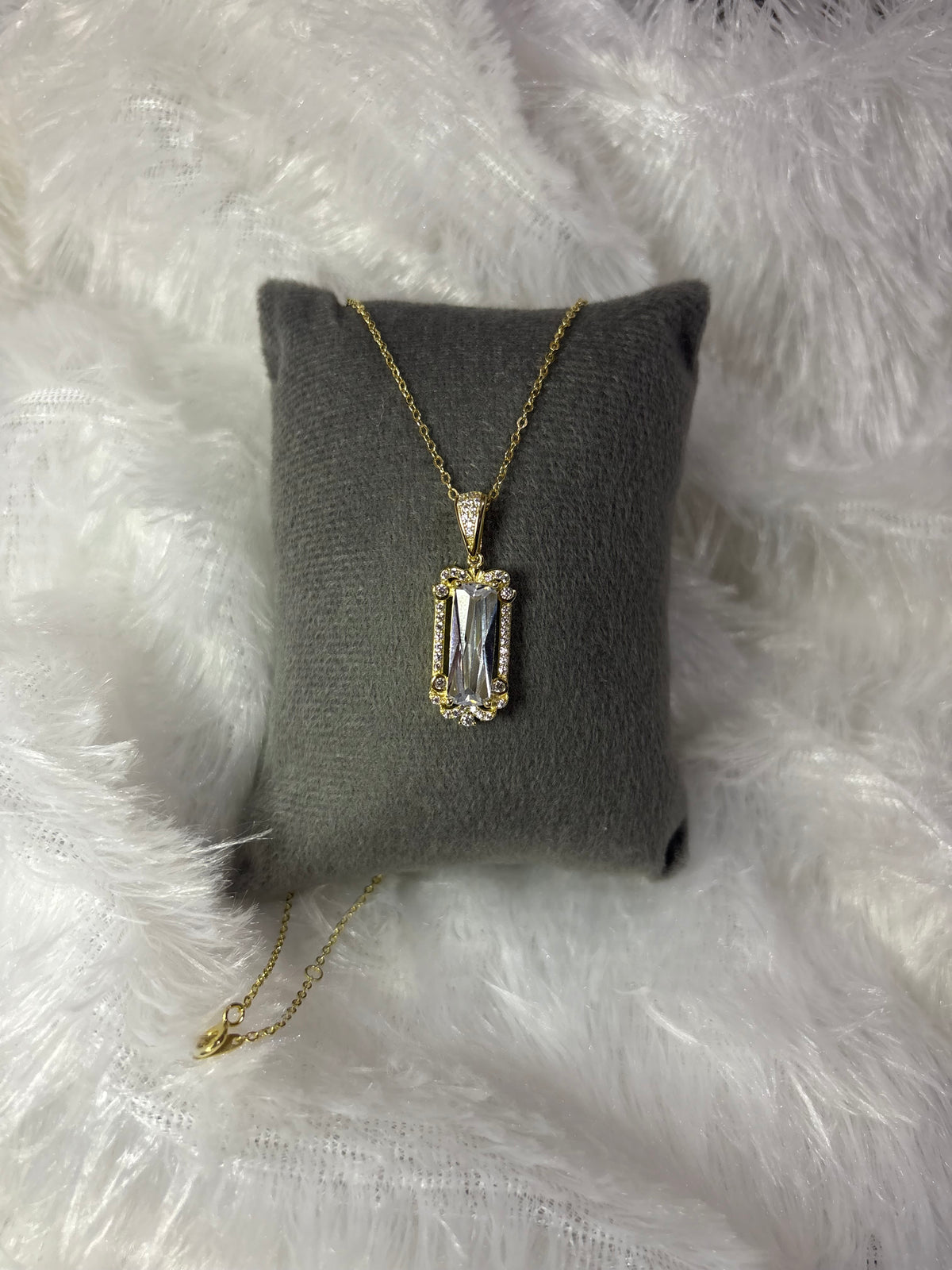 Gold plated long moissanite necklace