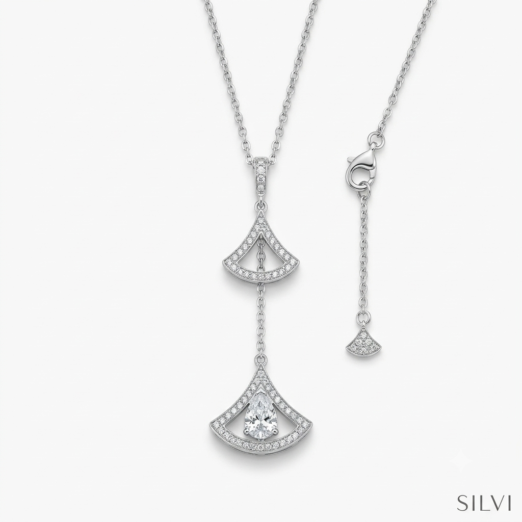 Silver double chain necklace