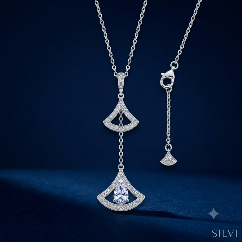 Silver double chain necklace