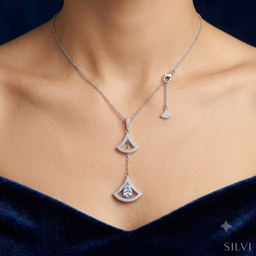 Silver double chain necklace