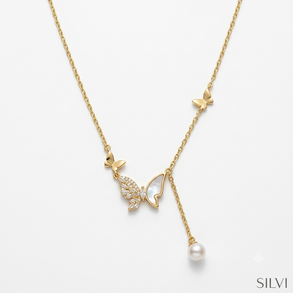 Gold plated butterfly necklace