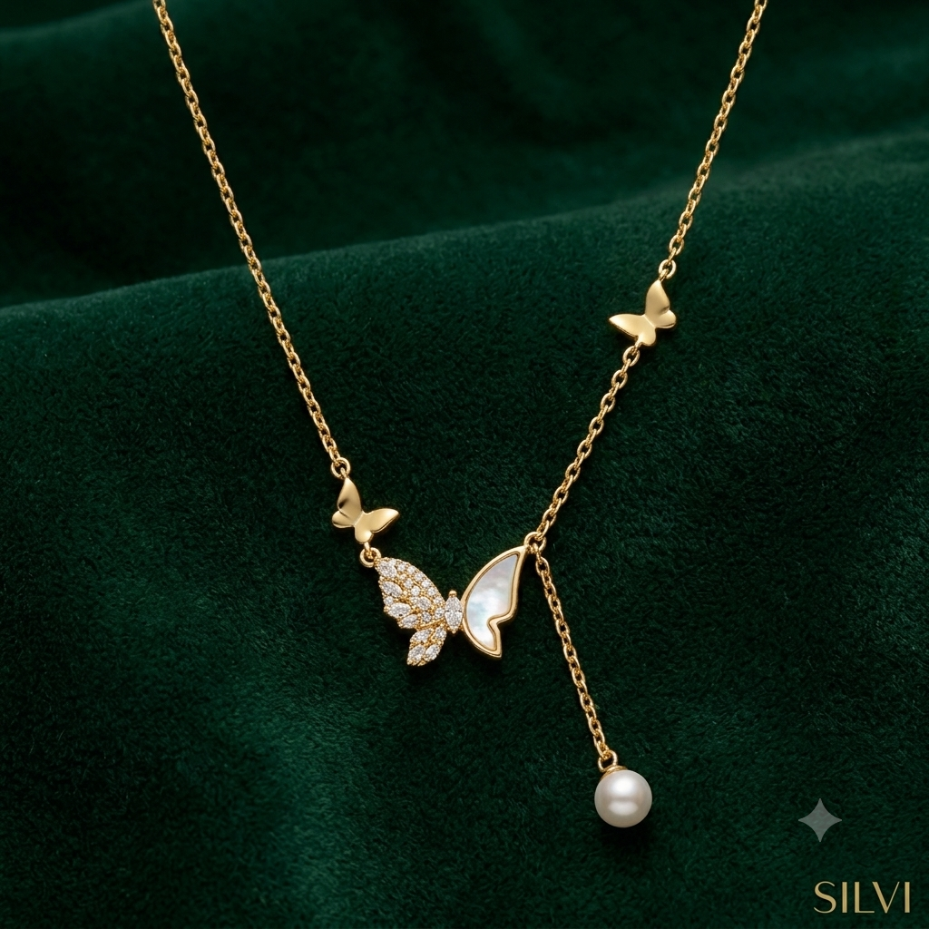 Gold plated butterfly necklace