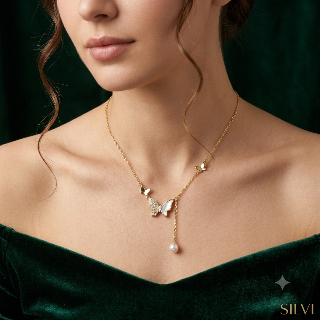 Gold plated butterfly necklace