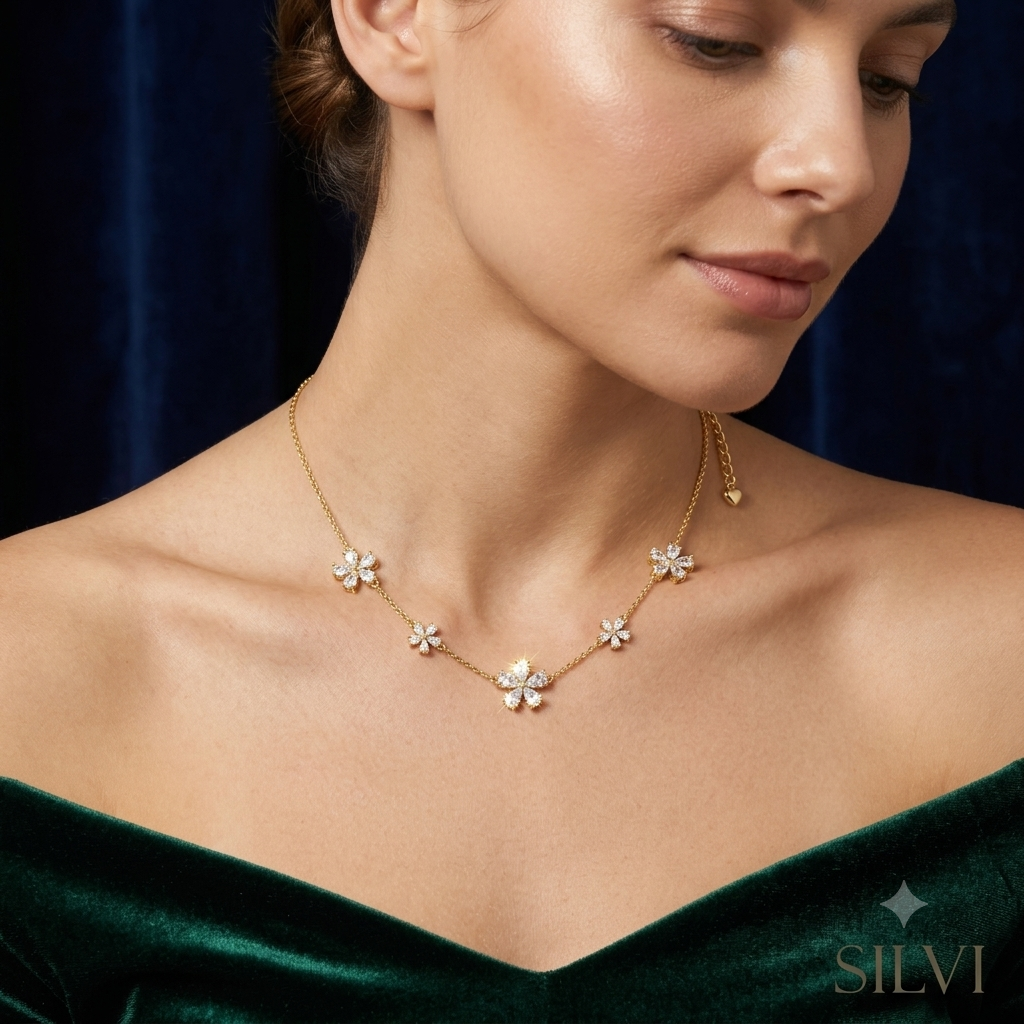 Gold plated flower necklace