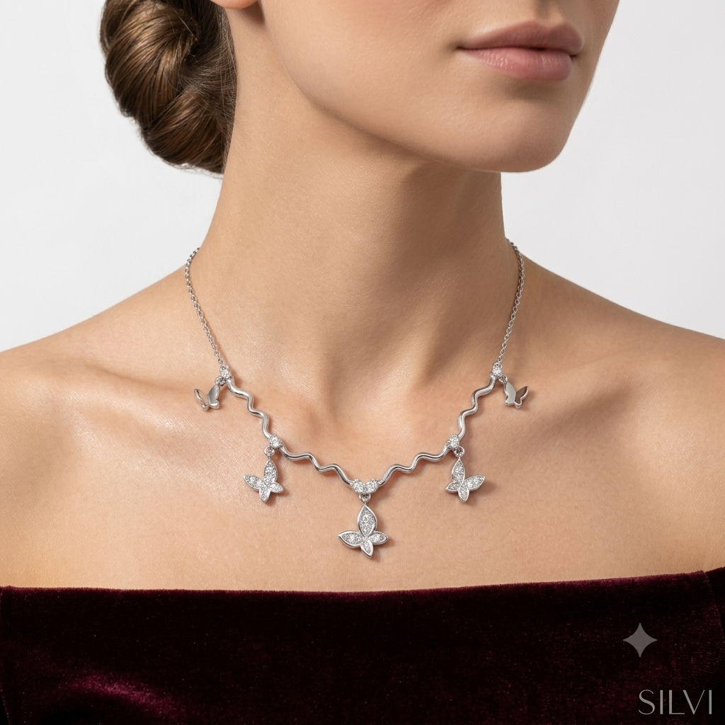 Silver butterfly necklace