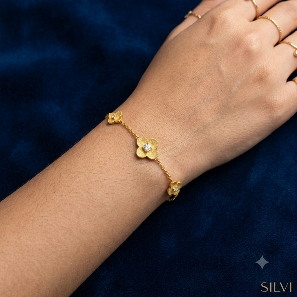 Gold plated leaf bracelet