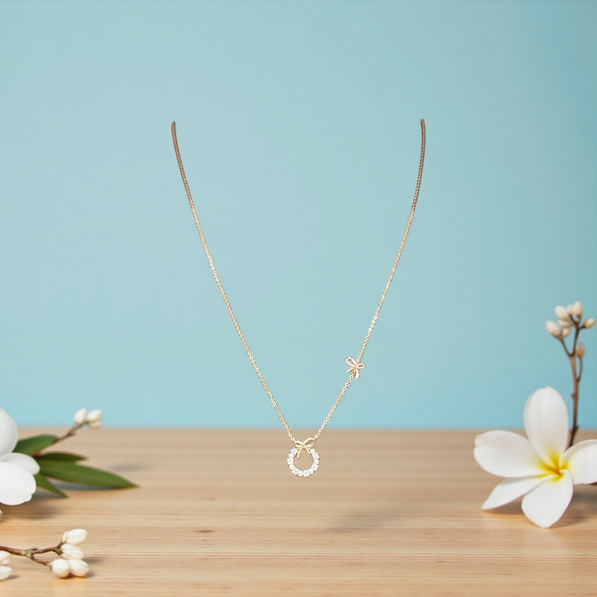 Golden Bow Wreath Pendant