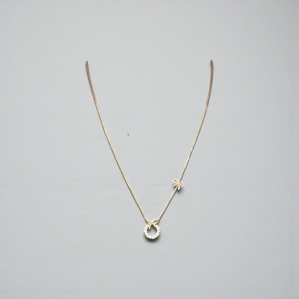 Golden Bow Wreath Pendant