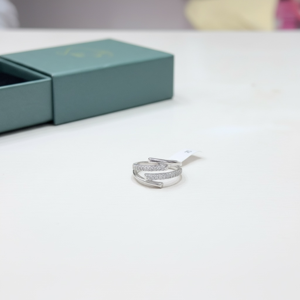 Stacked Geometric Silver Band Ring