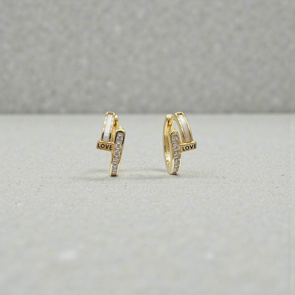 Radiant "Love" Inscribed Gold Huggies