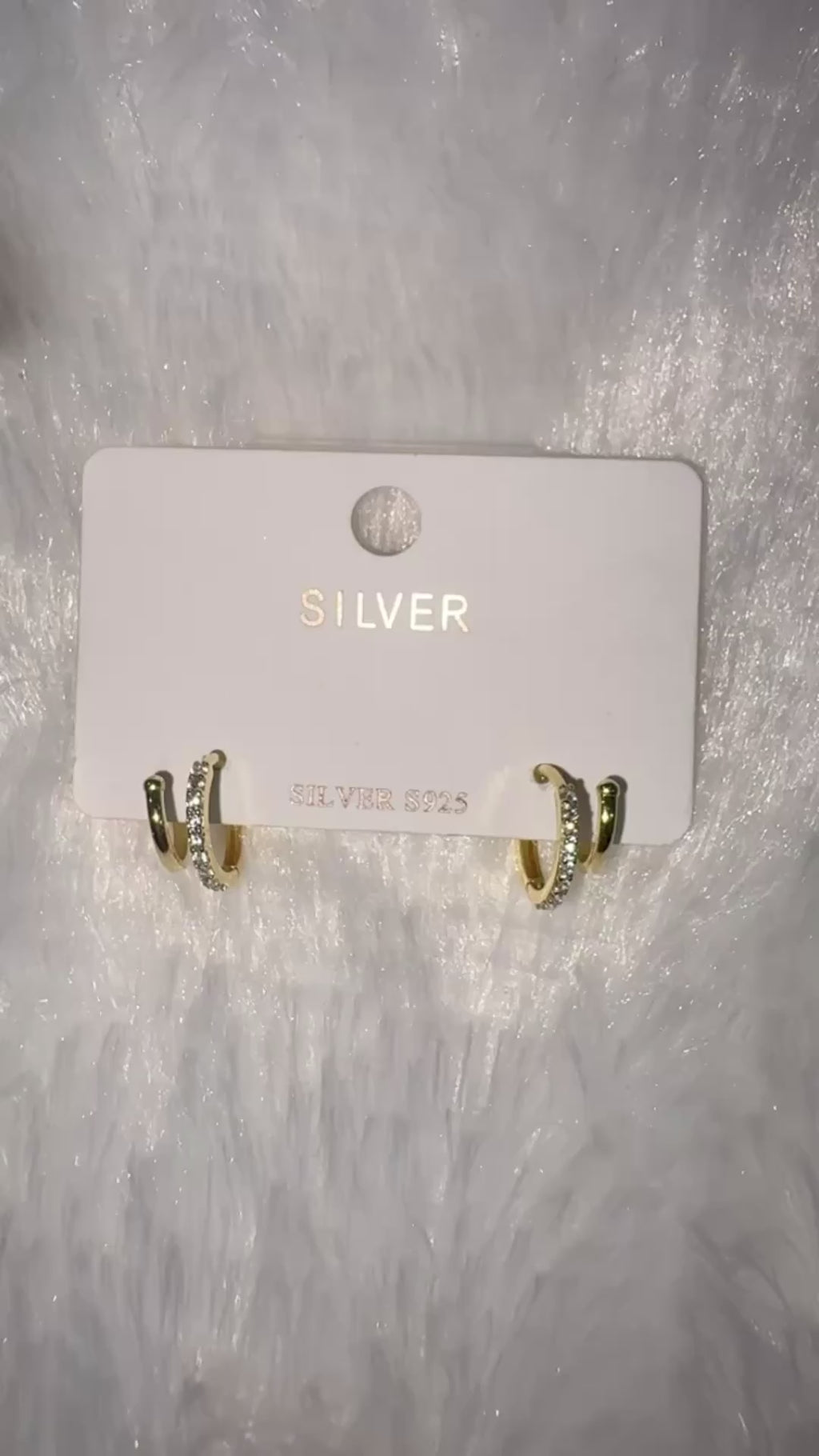 Gold and moissanite double loop earrings