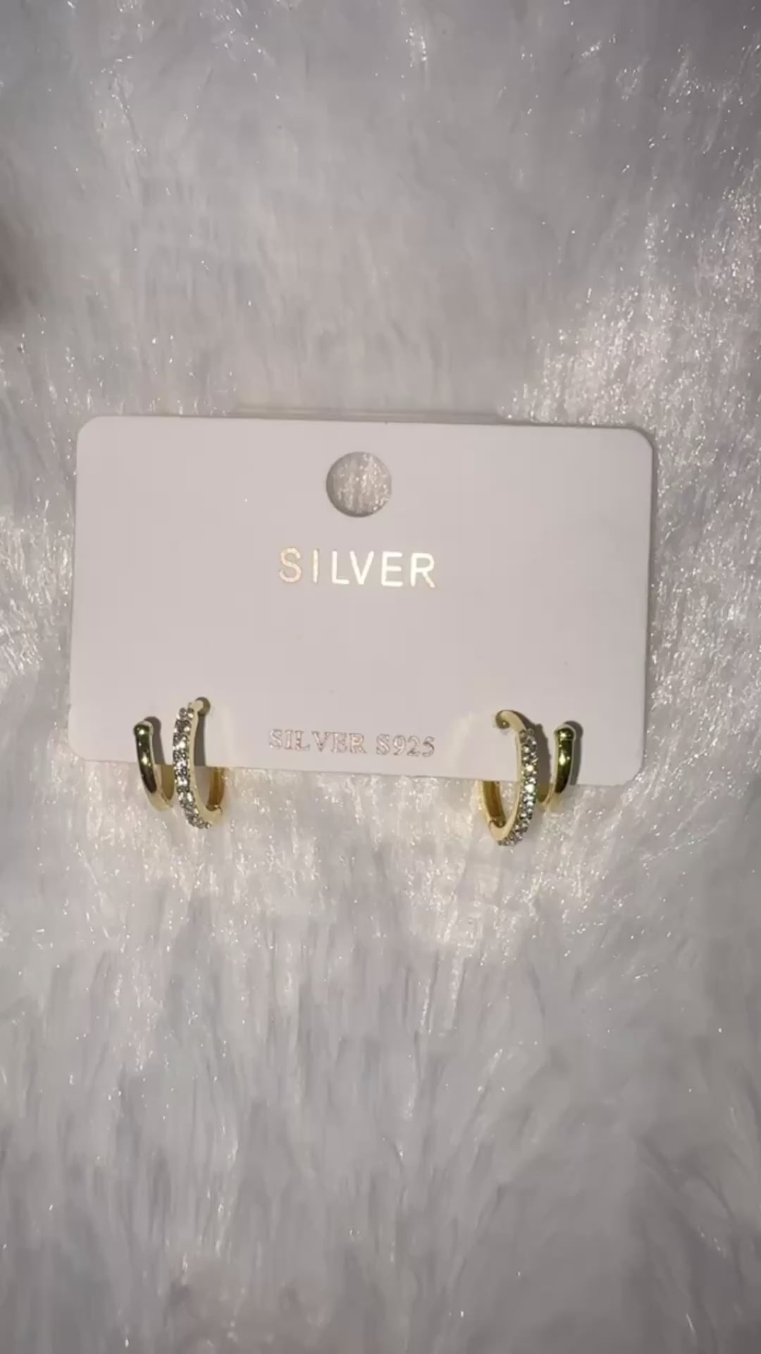 Gold and moissanite double loop earrings
