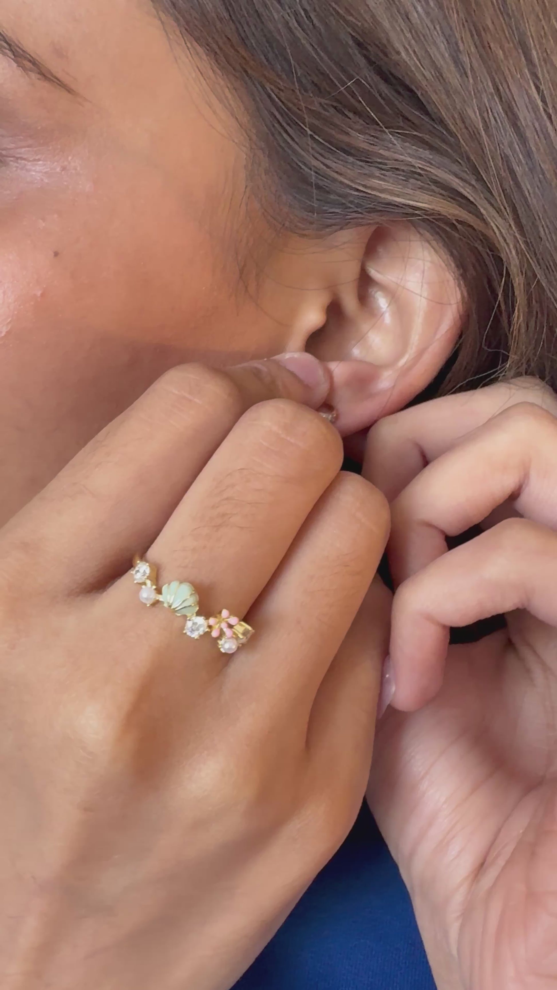 Rose gold plated bluestone bow set